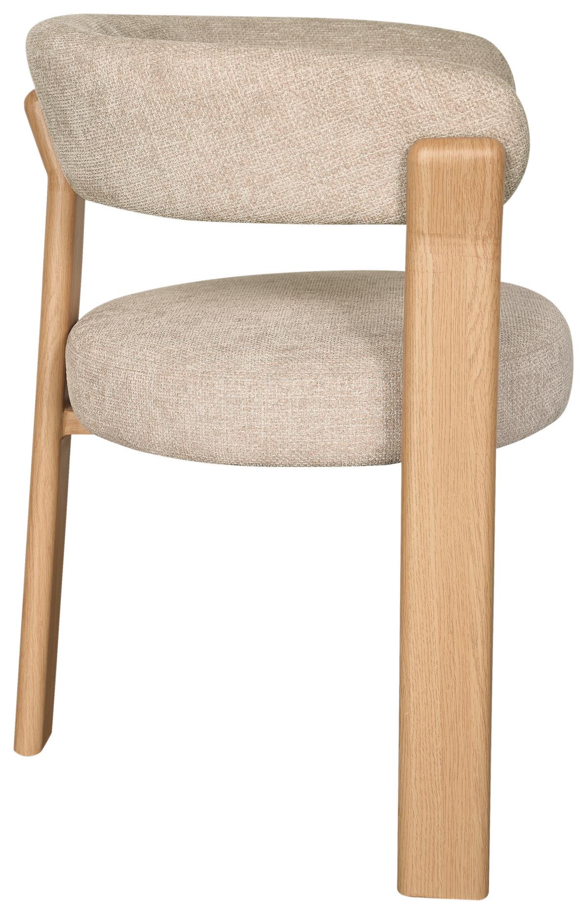 Armlehnstuhl Granada Beige B: 62 cm - Eichefarben/Beige, MODERN, Textil/Metall (62/74/56,5cm) - Livetastic