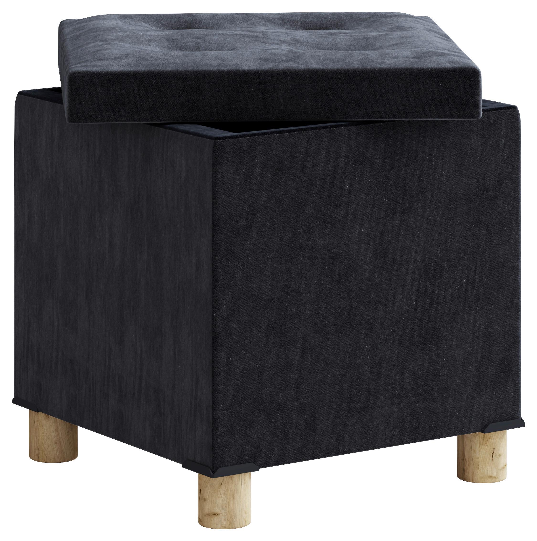 Úložný box na sedenie SIZOS M antracitová - hnedá/antracitová, Modern, kompozitné drevo/textil (38/40/38cm) - MID.YOU