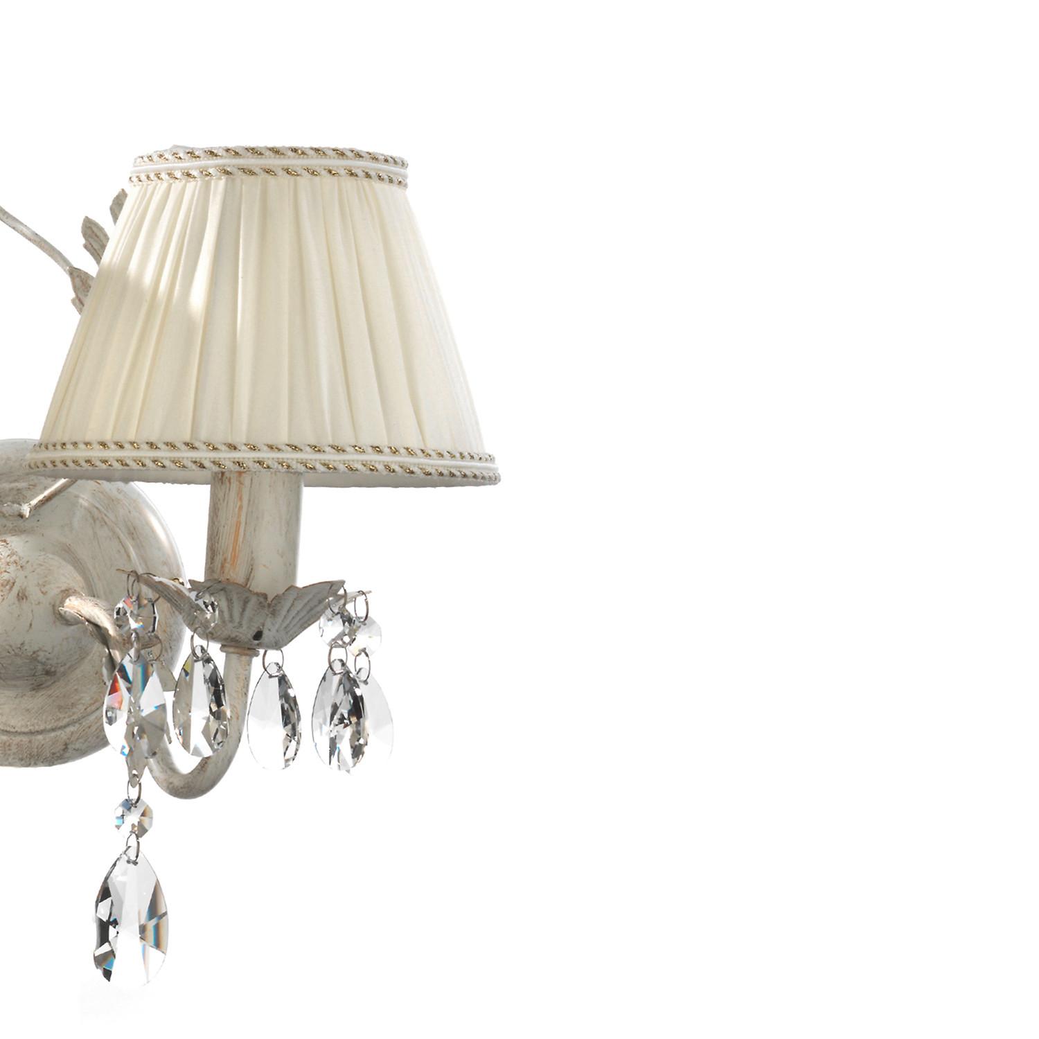 Wandleuchte 4669/Ap2 - Weiß, Natur, Glas/Textil (30/34cm)