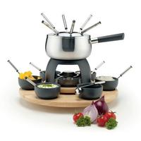 Fondueset Braun Schwarz B: 45 cm - Silberfarben/Schwarz, Basics, Holz/Metall (45/45/21cm) - Mäser