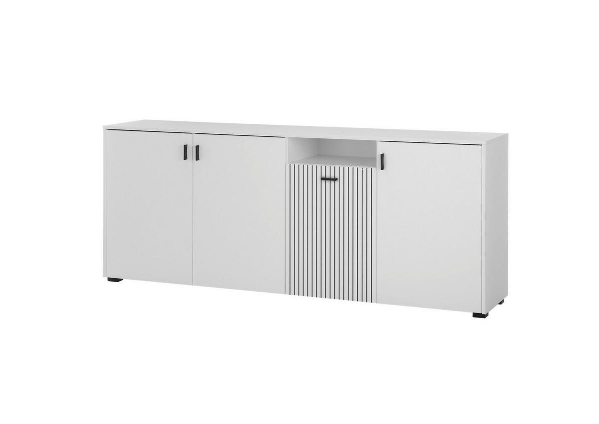 Sideboard Hudson Schwarz/Weiß B: 200 cm - Schwarz/Weiß, Design, Holzwerkstoff (200/80/42cm) - MID.YOU