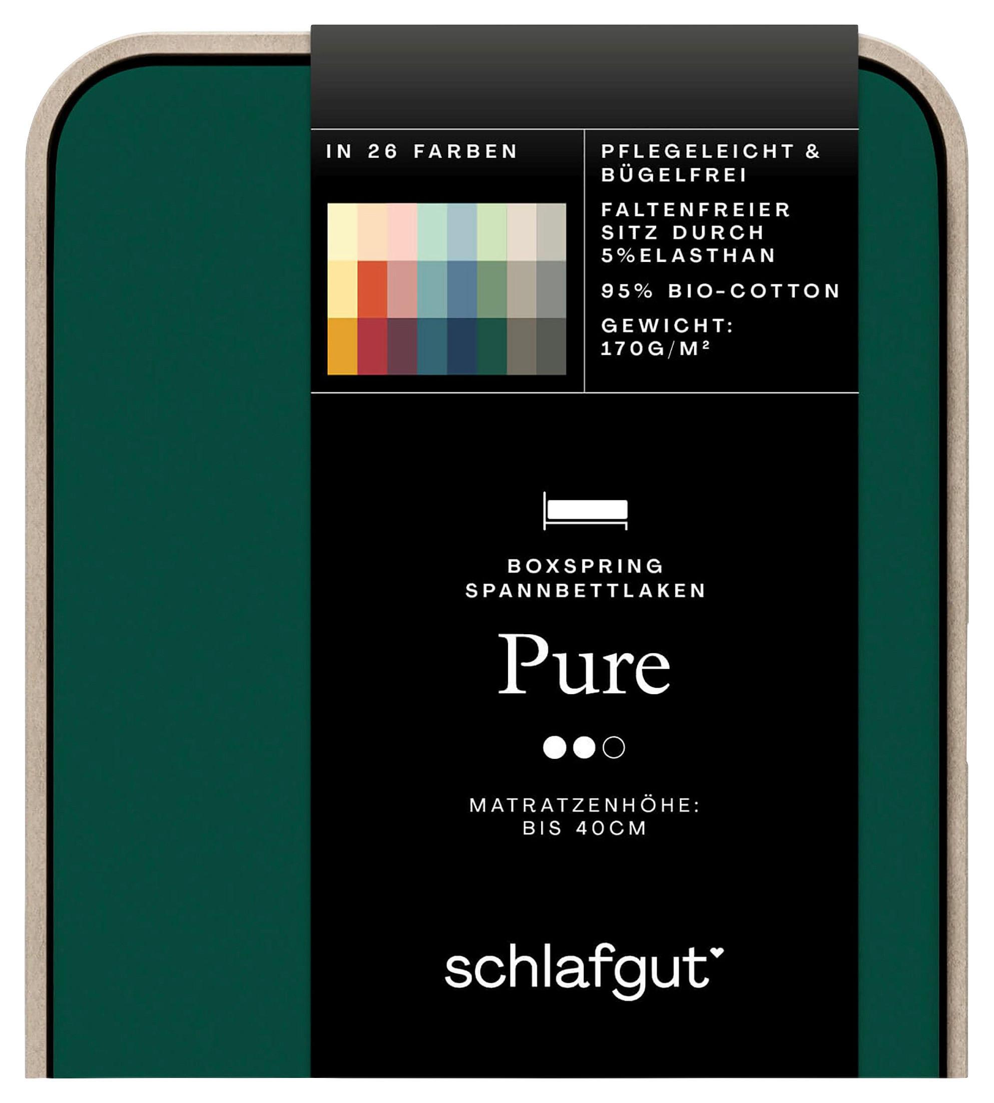 Boxspring-spannleintuch Pure Boxspring - Dunkelgrün, Basics, Textil (90-100/190-220cm) - Schlafgut