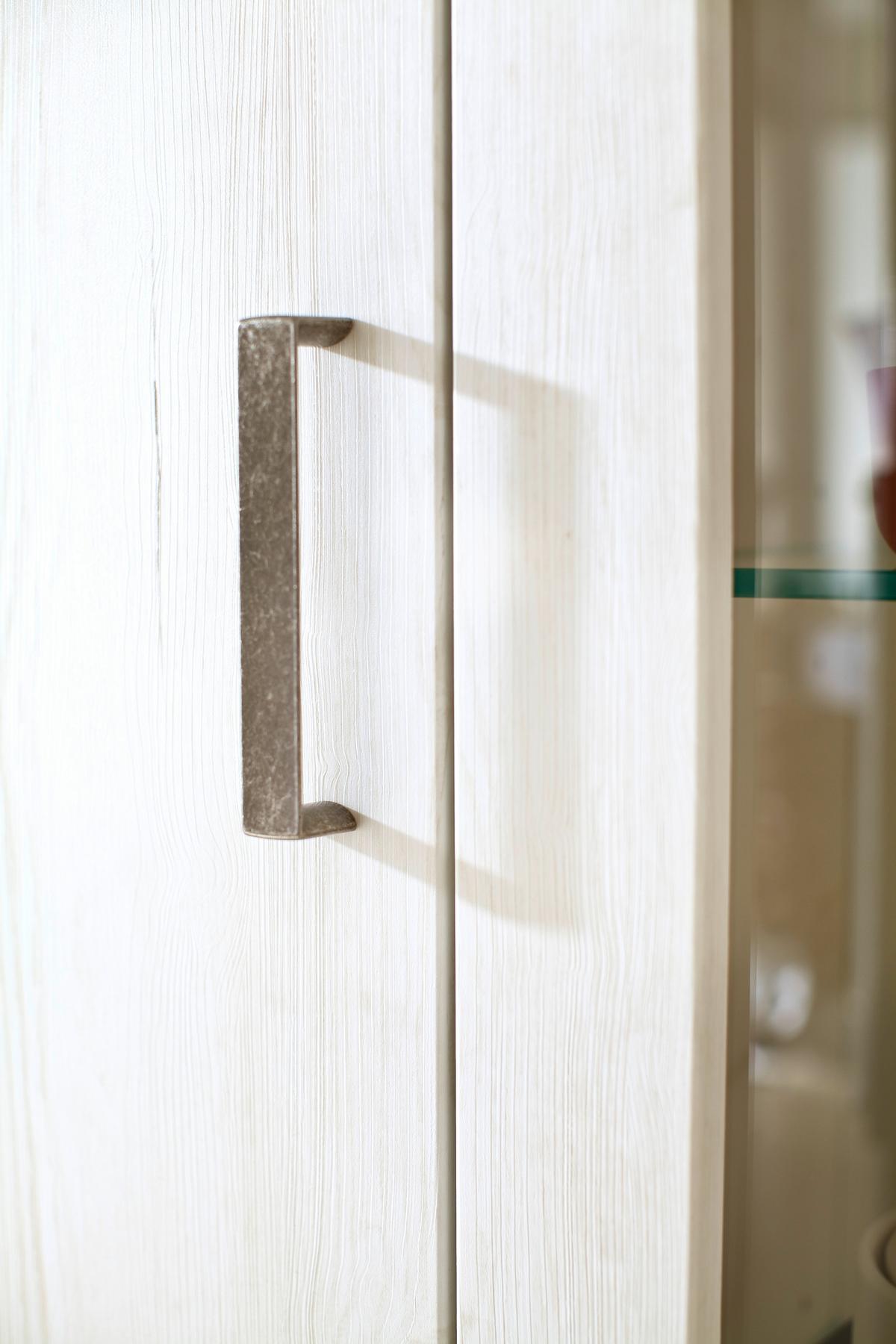 Highboard B: 142 cm Madrdi Eiche-/Pinienfarben - Eichefarben/Schwarz, Design, Glas/Holzwerkstoff (142/142/40cm) - MID.YOU