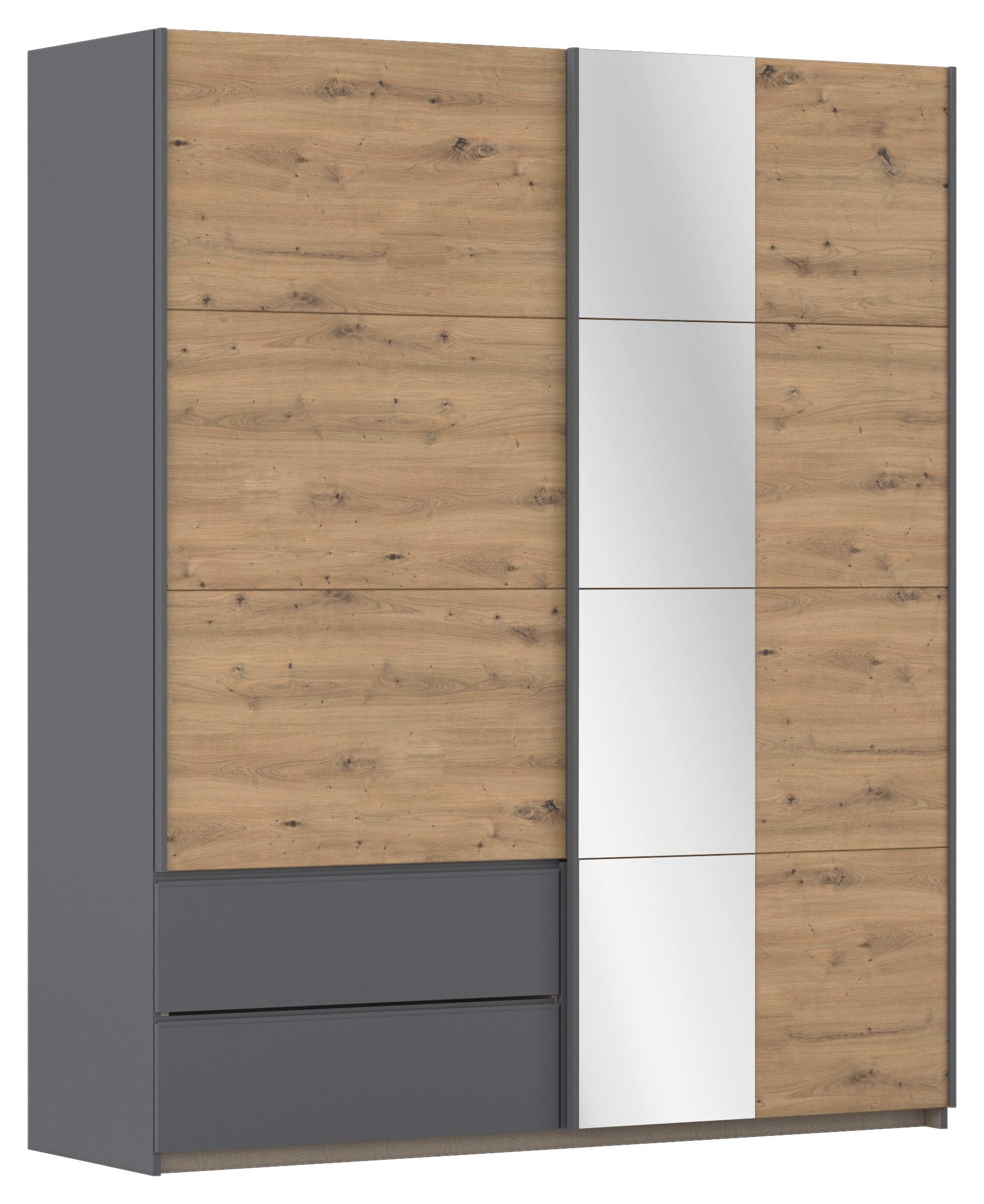 Schwebetürenschrank Stoke Grau Eiche Artisan Dekor - Eiche Artisan/Grau, MODERN, Holzwerkstoff (175/210/59cm) - Rauch Möbel