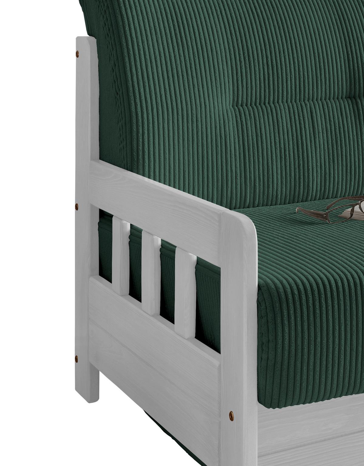 2-Sitzer-Sofa Mit Schlaffunktion Camino B:154 cm - Weiß/Grün, MODERN, Holz/Textil (154/88/90cm) - Livetastic