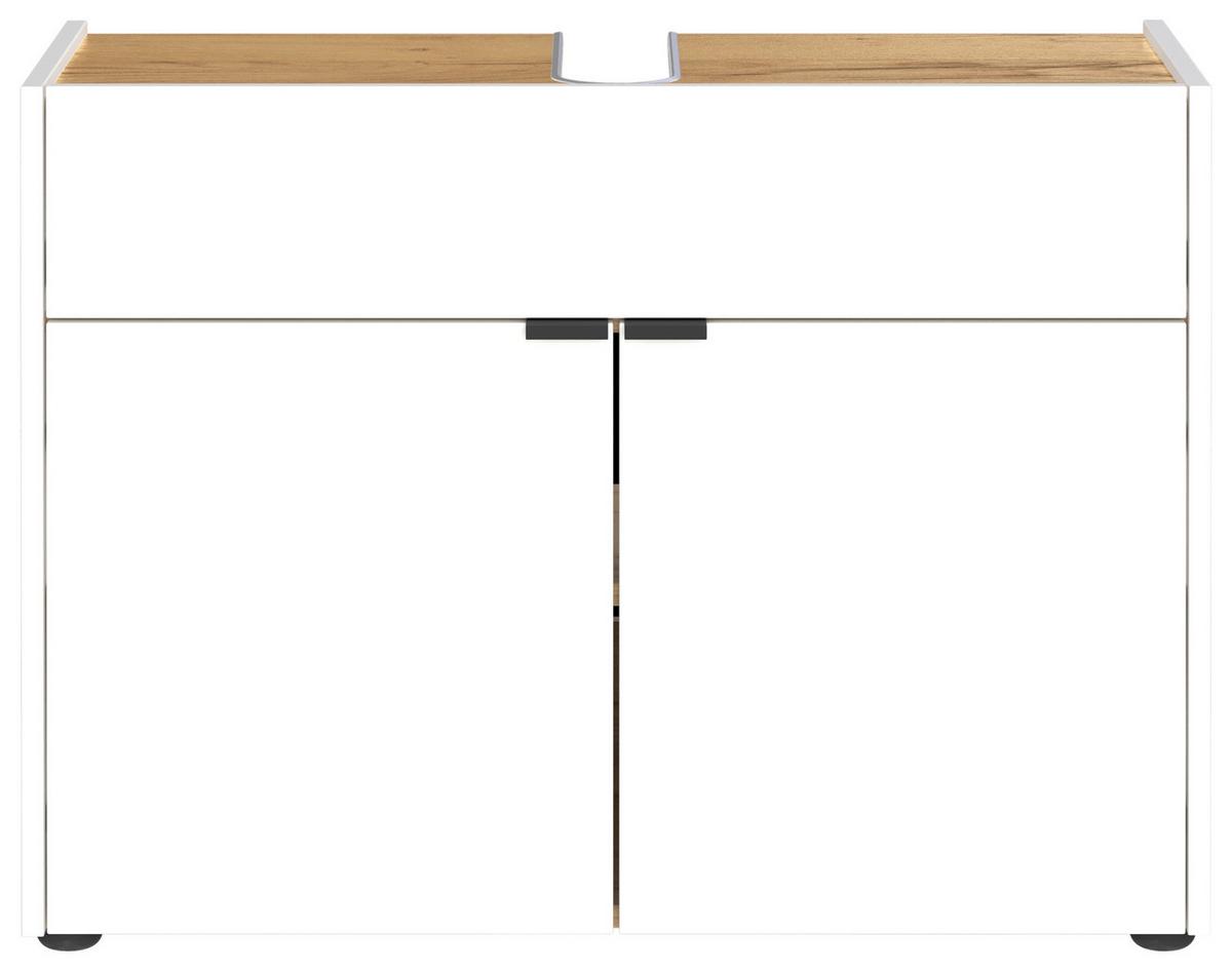 Badezimmer Forano Weiß Eichefarben - Eichefarben/Schwarz, MODERN, Holzwerkstoff (80cm) - Germania