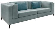 3-Sitzer-Sofa Roma Hellblau Kord - Petrol/Schwarz, Design, Textil (250/82/112cm) - Livetastic