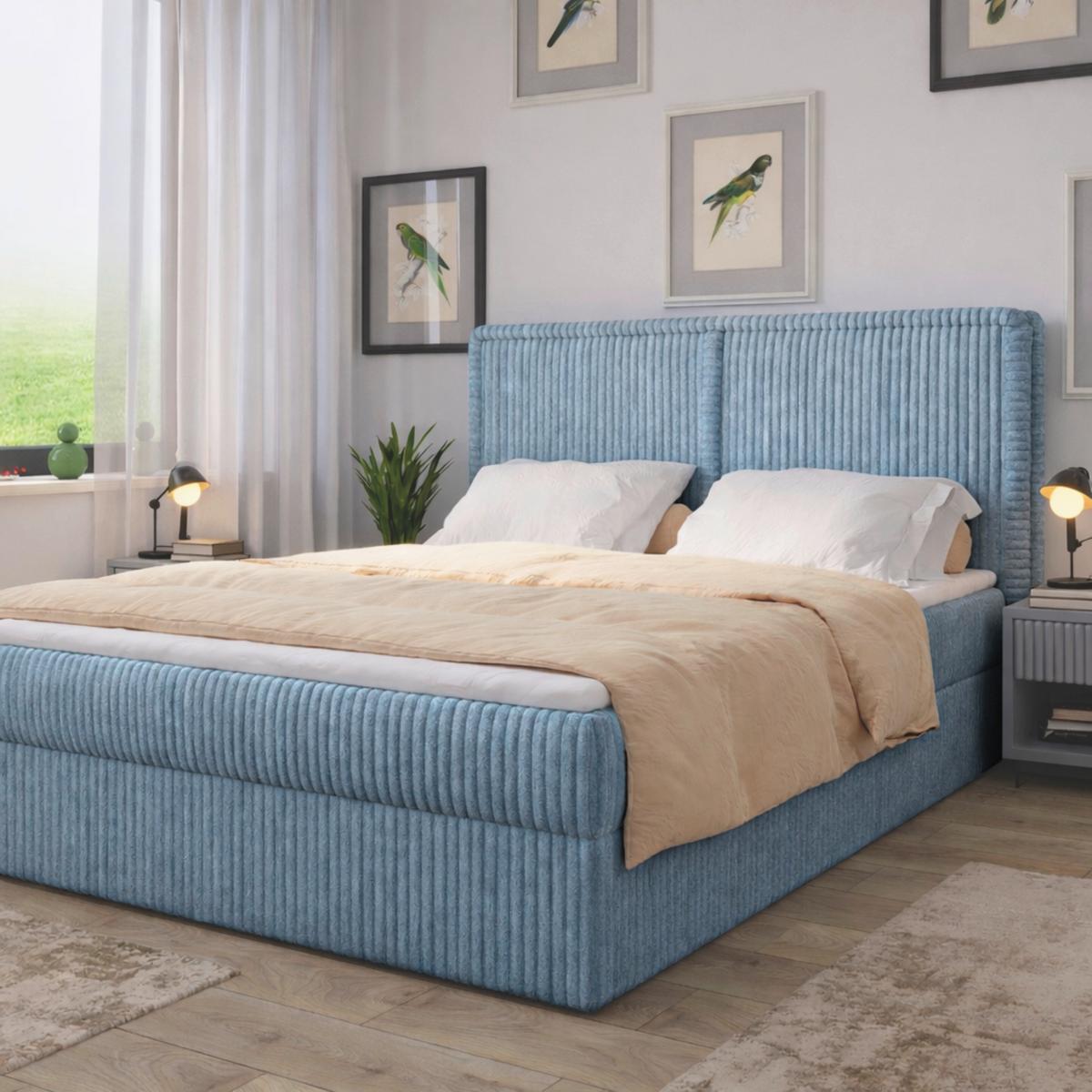 Boxbett Barcelona Lf: 140x200 Blau - Blau/Schwarz, MODERN, Holz/Kunststoff (140/200cm) - MID.YOU