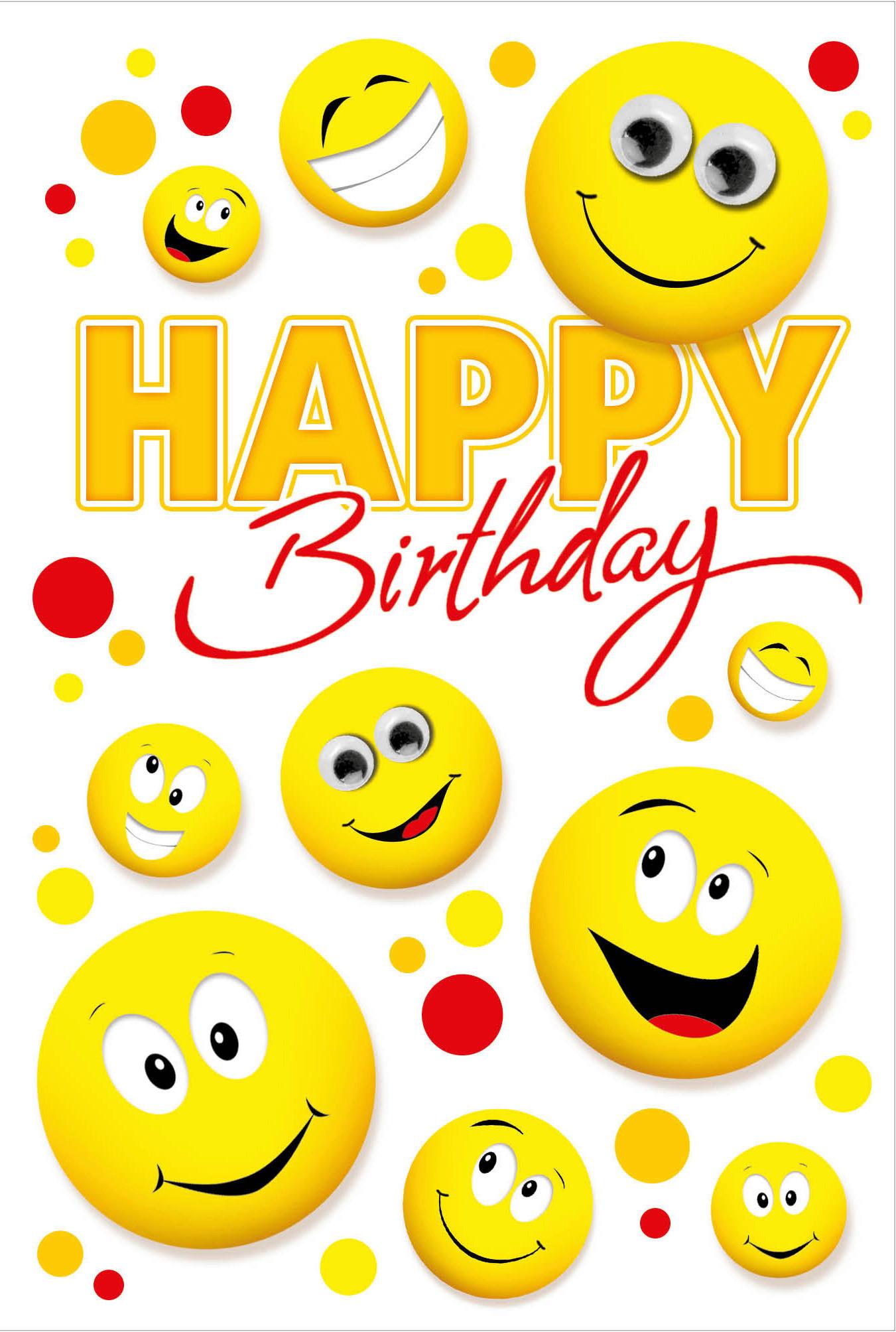 Billett Geburtstag Smiley - Multicolor, Basics, Papier/Kunststoff (12/18/2cm)