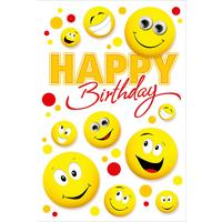 Billett Geburtstag Smiley - Multicolor, Basics, Papier/Kunststoff (12/18/2cm)