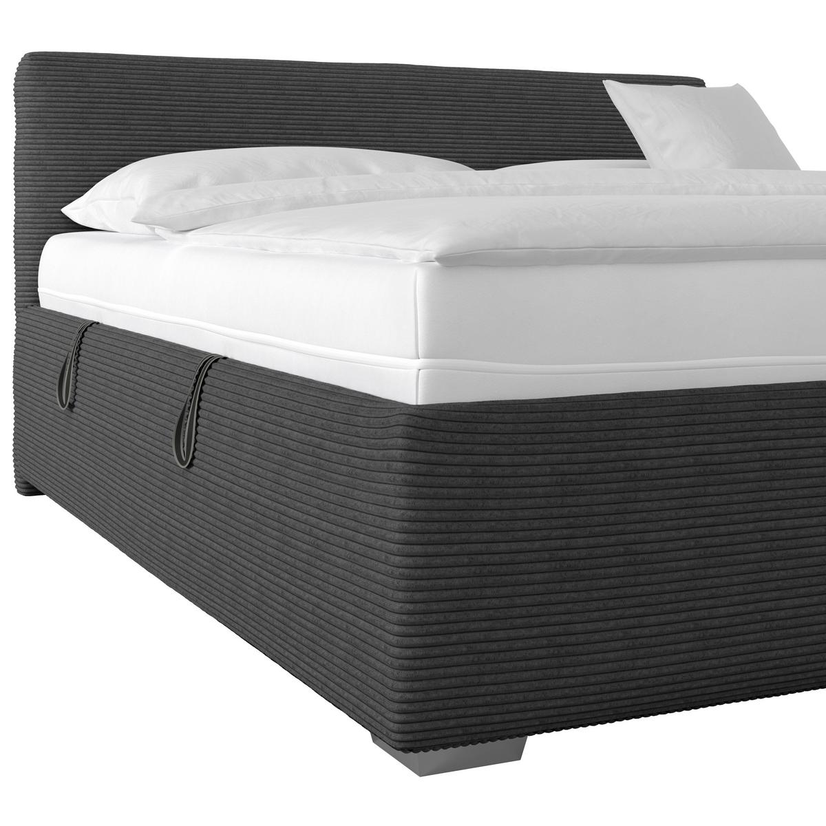 Polsterbett Lesia - Chromfarben/Dunkelgrau, KONVENTIONELL, Holzwerkstoff/Textil (180/200cm)