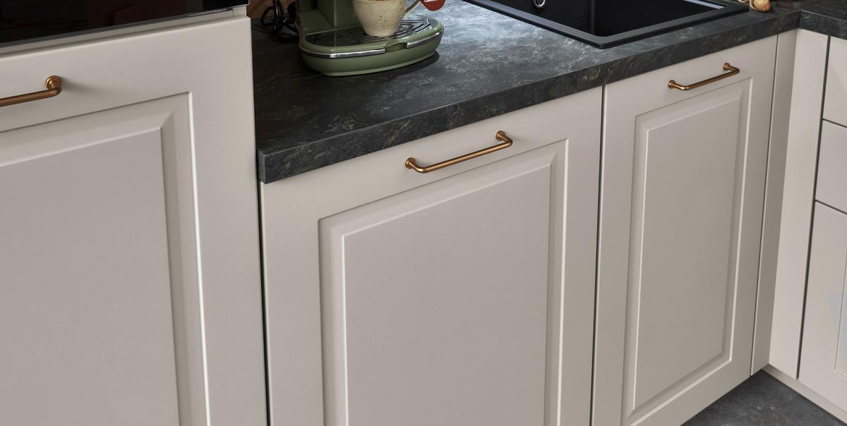 Eckküche Springfield - Sandfarben/Grasgrün, ROMANTIK / LANDHAUS, Holzwerkstoff (270/165cm) - Vertico