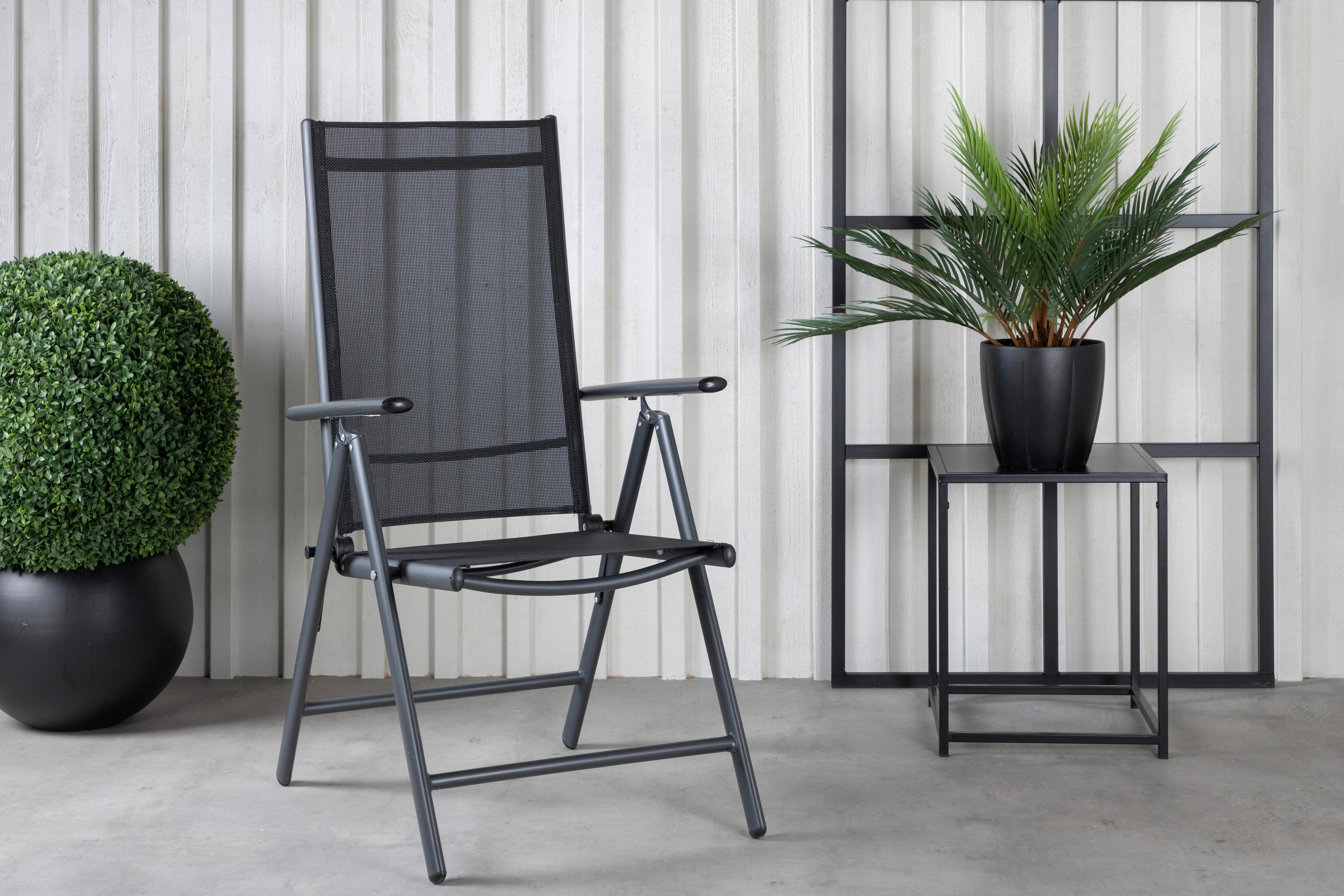 Gartensessel-Set 2-Tlg. Break Metall/Textil - Schwarz, KONVENTIONELL, Kunststoff/Textil (55/108/62cm) - Gardenson