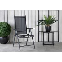Gartensessel-Set 2-Tlg. Break Metall/Textil - Schwarz, KONVENTIONELL, Kunststoff/Textil (55/108/62cm) - Gardenson