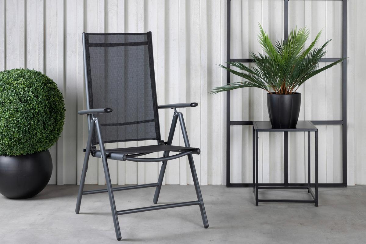Gartensessel-Set 2-Tlg. Break Metall/Textil - Schwarz, KONVENTIONELL, Kunststoff/Textil (55/108/62cm) - Gardenson