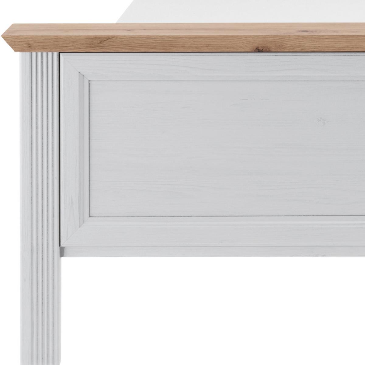 Doppelbett Landhaus-Stil 160x200 Jasmin II Weiß/Eiche - Schwarz/Weiß, LIFESTYLE, Holzwerkstoff (160/200cm)