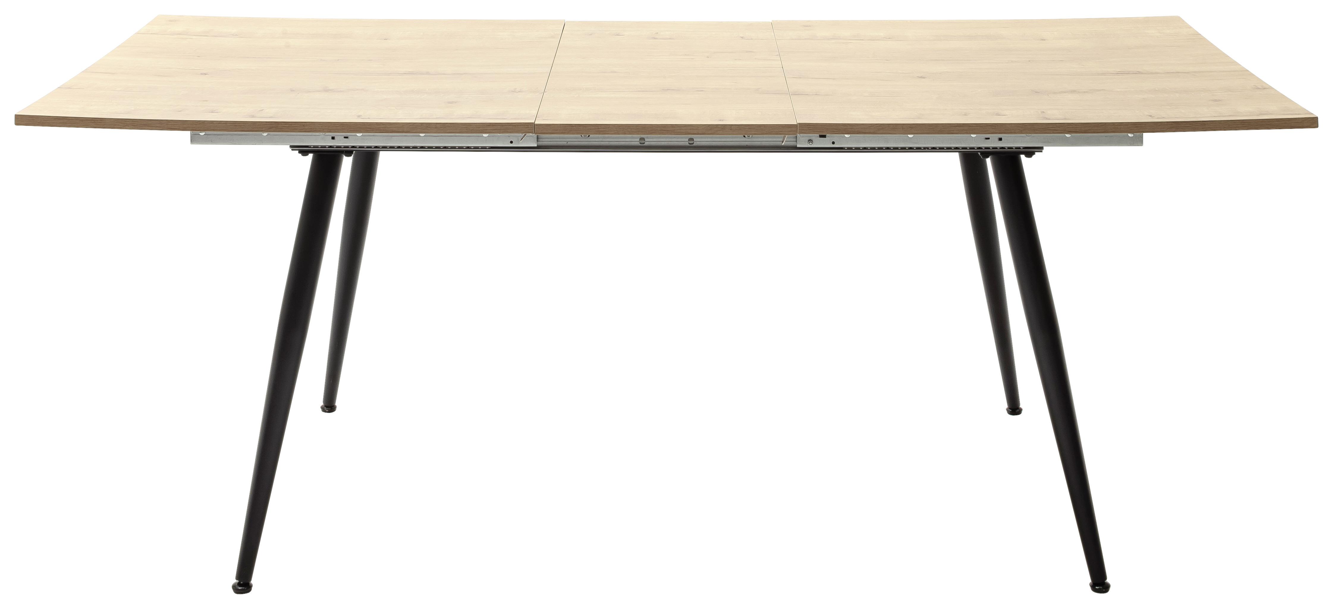 Esstisch Ausziehbar Barbuda Lxb: 160x90 Cm Wildeiche Dekor - Wildeiche/Schwarz, MODERN, Holzwerkstoff/Metall (160-200/90/76cm) - MID.YOU