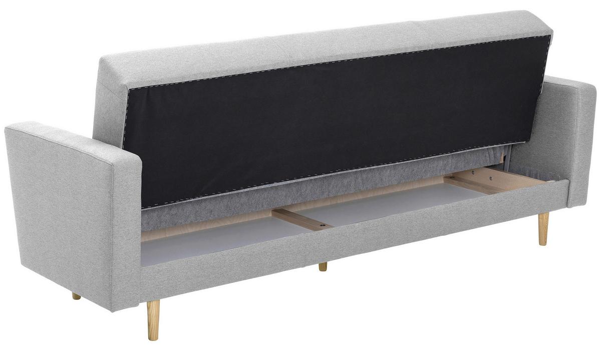 3-Sitzer-Sofa + Schlaffunktion Jasmin mit Armlehnen Hellgrau - Eschefarben/Hellgrau, MODERN, Textil (224/81/83cm) - Max Winzer