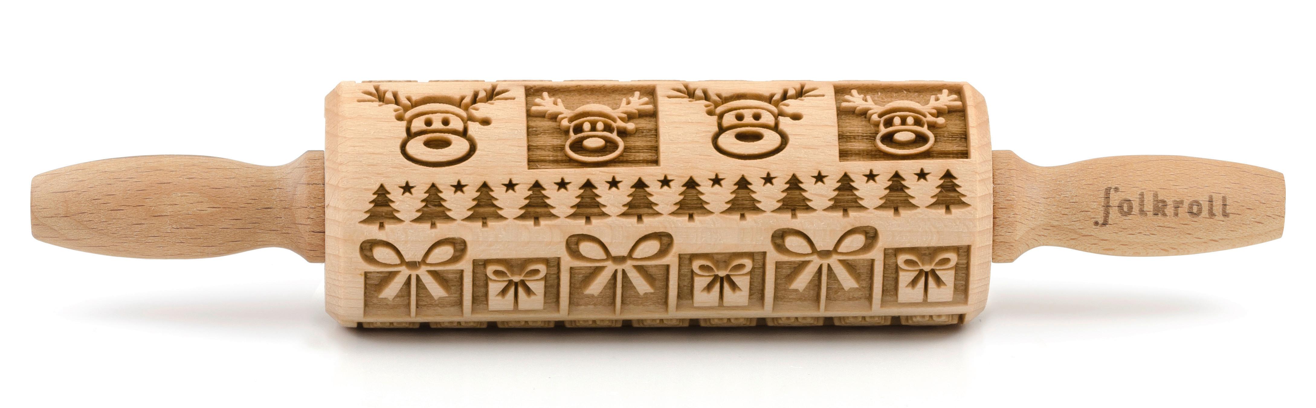 Motiv-teigrolle, Holz Teigrolle 3d Motivbuchenholz - Naturfarben, Basics, Holz (23/4,5/4,5cm) - Folkroll