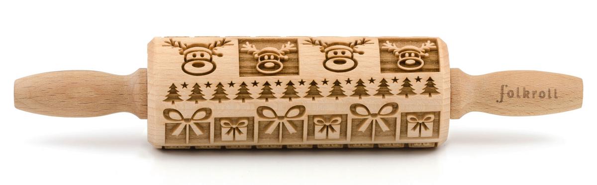 Motiv-teigrolle, Holz Teigrolle 3d Motivbuchenholz - Naturfarben, Basics, Holz (23/4,5/4,5cm) - Folkroll