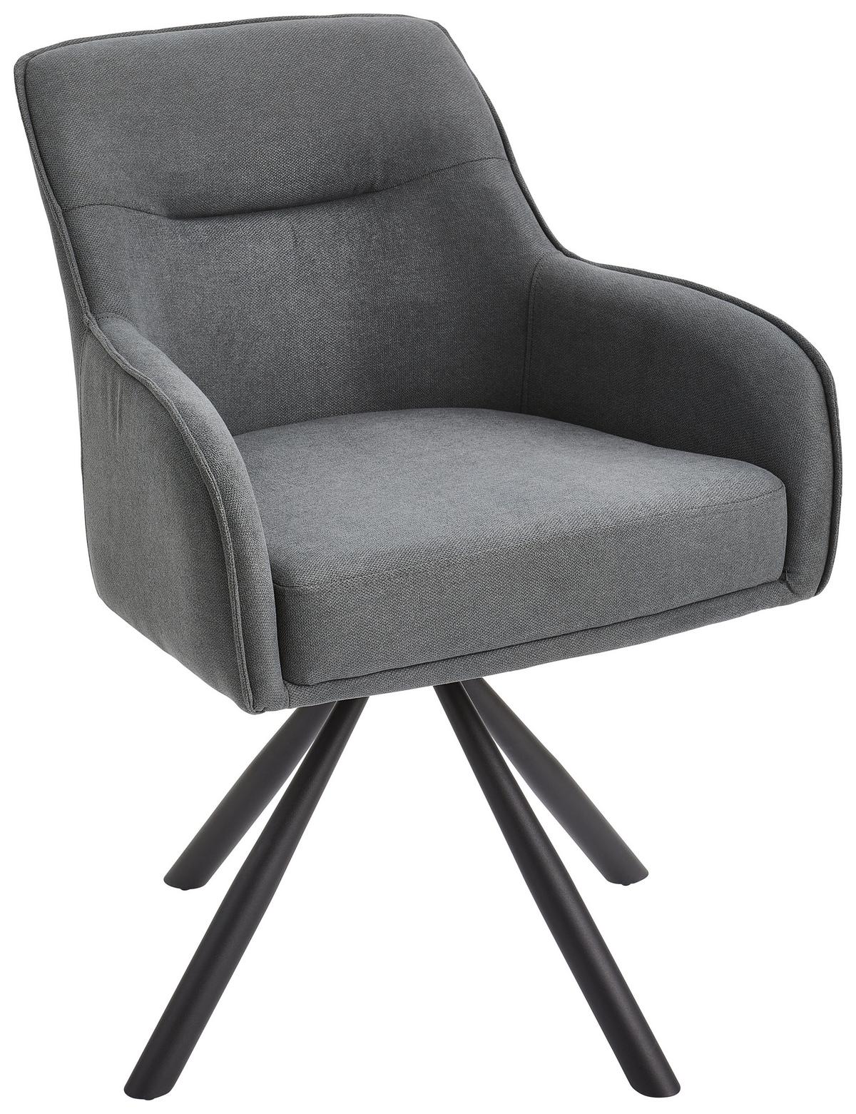 Armlehnstuhl Anna Grau B: 62 Cm - Schwarz/Grau, MODERN, Textil/Metall (62/84/62cm) - Livetastic