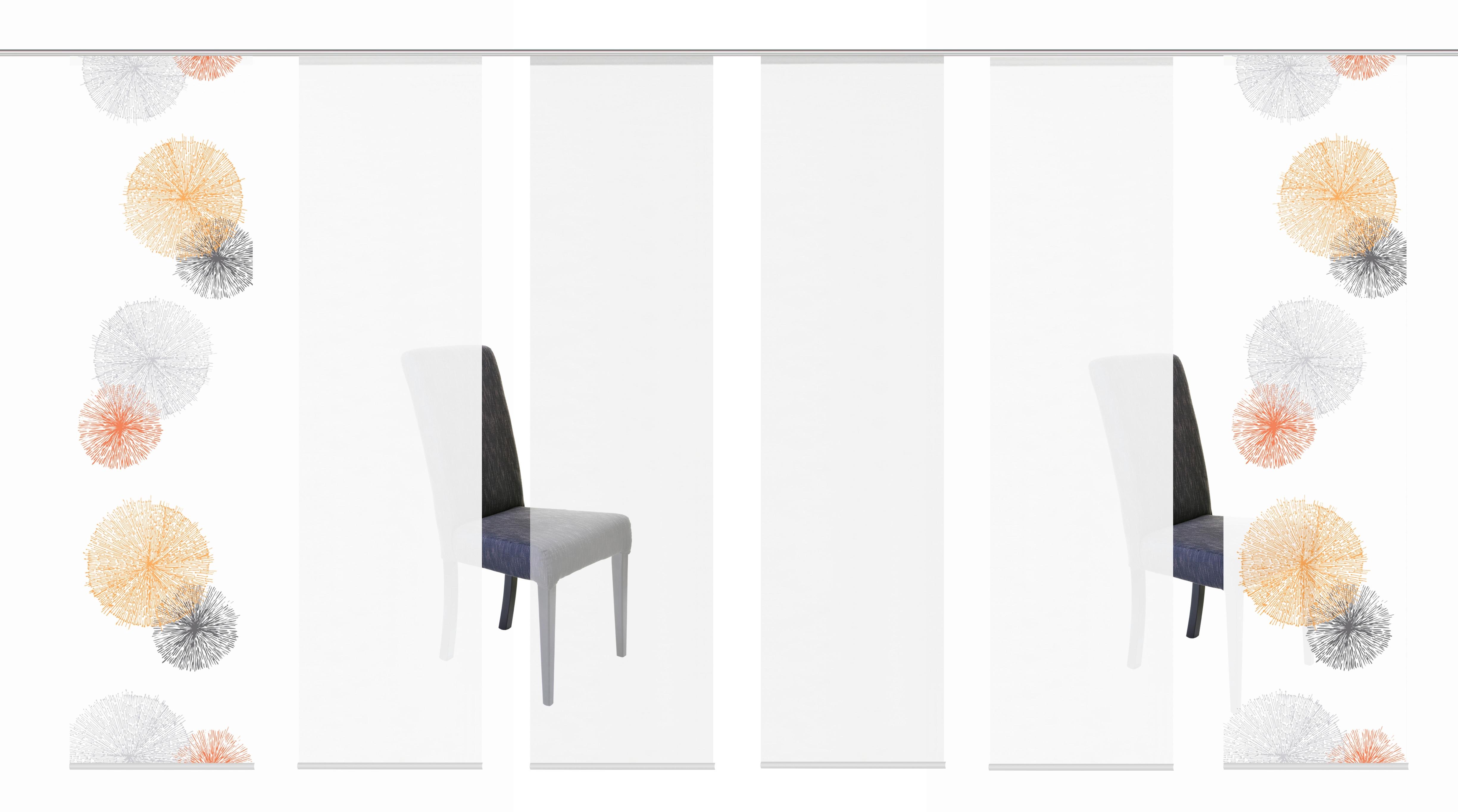 Flächenvorhang mit sechs Schiebevorhängen