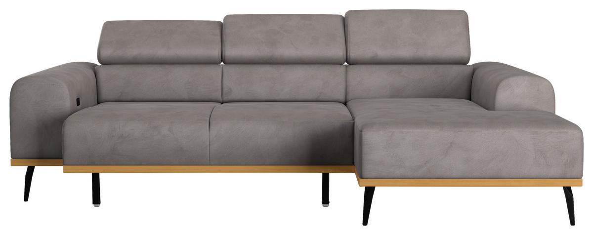 Ecksofa Grau Mit Sitzvorzug S: 244x157 Cm - Schwarz/Grau, KONVENTIONELL, Textil (244/157cm) - Cotta