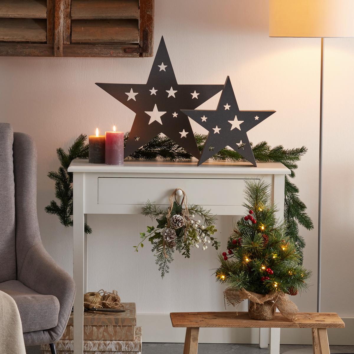 Weihnachtsdeko Stern Metall Stehend H: 33 cm - Grau, Basics, Metall (35/8/33cm)