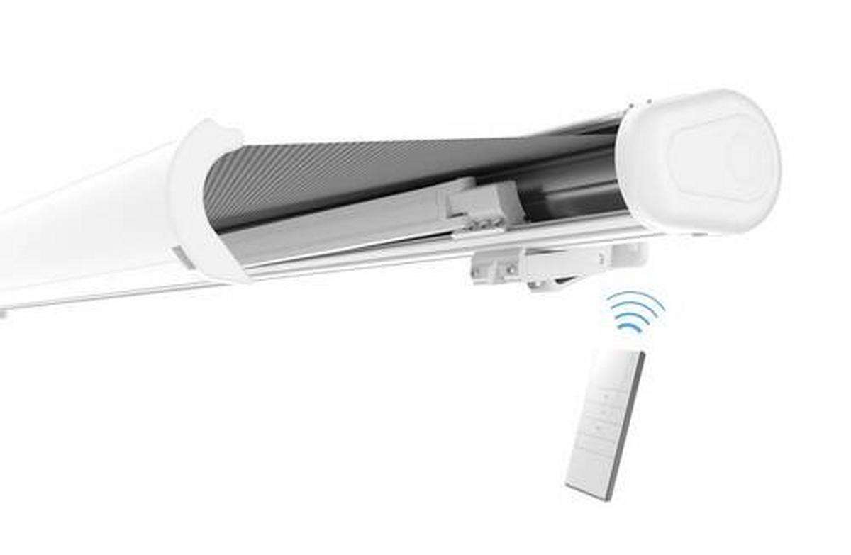 Kassettenmarkise Elektrisch 400x250cm Grau/Weiß + Fernbed. - Weiß/Grau, Basics, Textil (400/250cm)