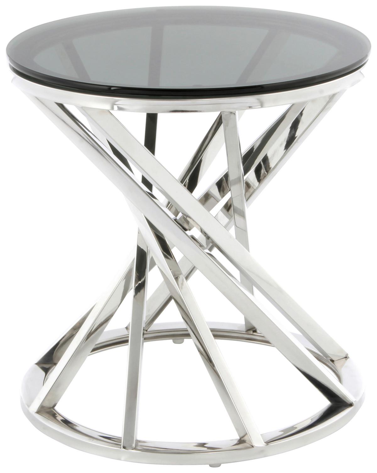 Beistelltisch Wesley 125 Schwarz/Silberfarben B: 40 cm - Silberfarben/Schwarz, Design, Glas/Metall (40/40/42cm) - Kayoom
