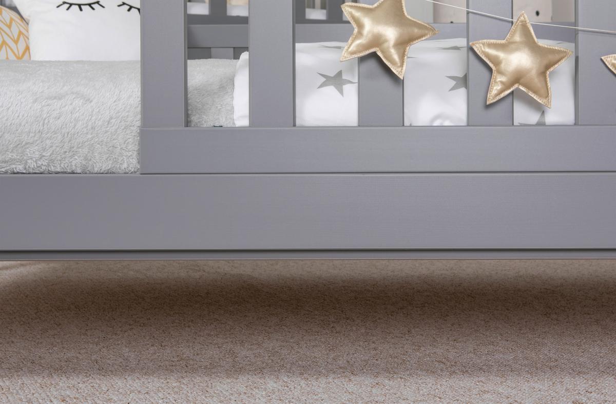 Kinderbett 100x200 Naurfarben Hellgrau - Hellgrau/Naturfarben, MODERN, Holz (100/200cm) - MID.YOU