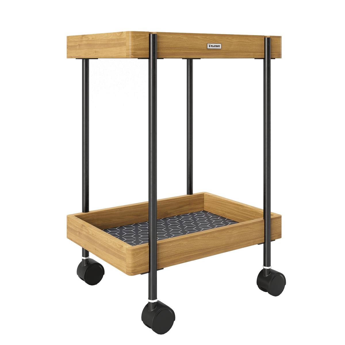 Badezimmerregal Mit Rollen Bambus/eisen 46x30 Cm Nancy - KONVENTIONELL, Holz/Kunststoff (46/57/30cm) - Playboy