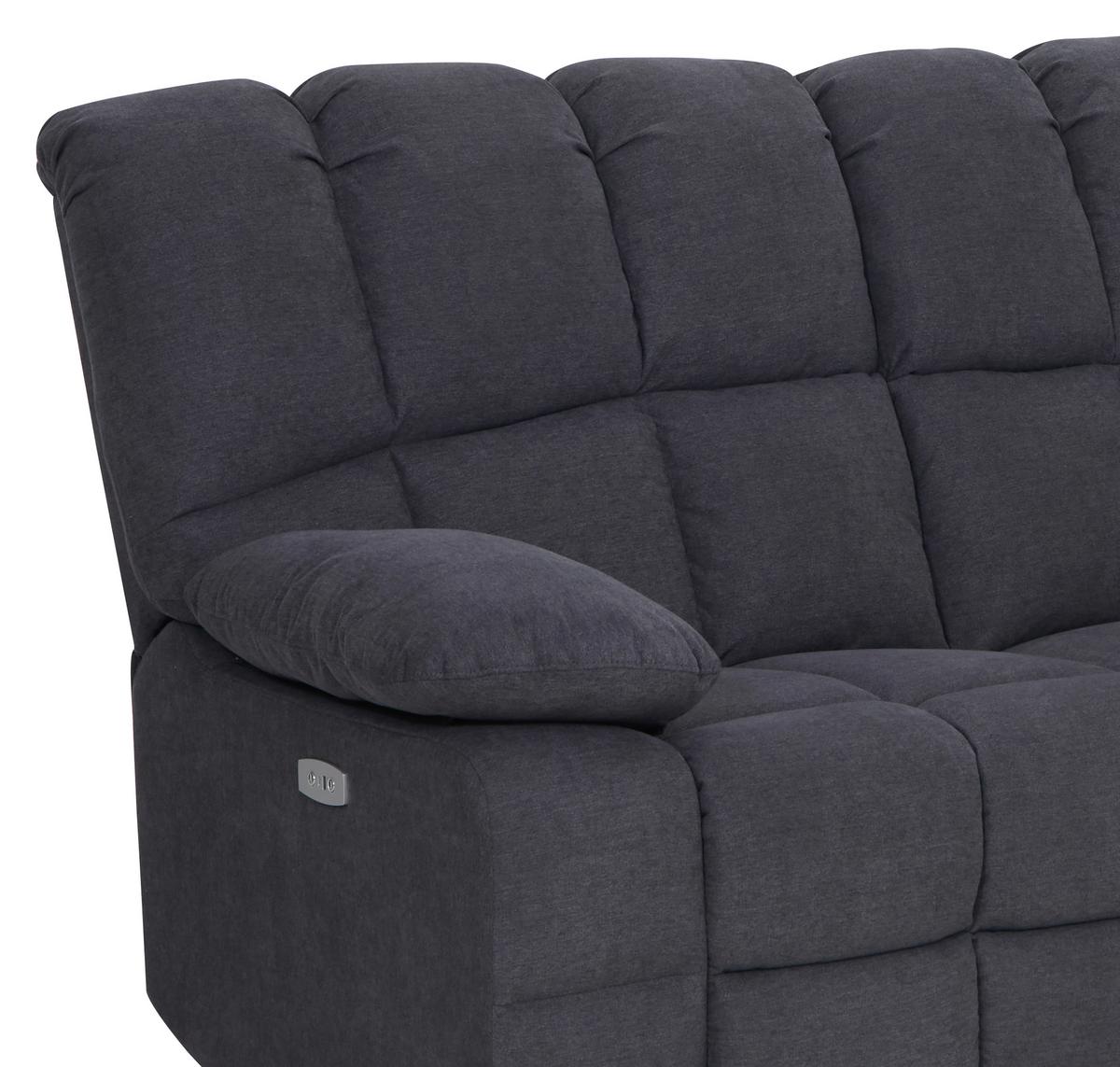 Dvojmiestna pohovka BOLTON, sivá, el.relaxačná funkcia - sivá, Basics, kov/drevo (168/103,5/96,5cm)
