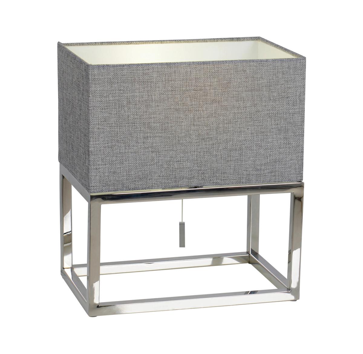 Tischlampe Grau Mit Zugschalter - Grau, Design, Kunststoff/Textil (19/34cm) - Näve