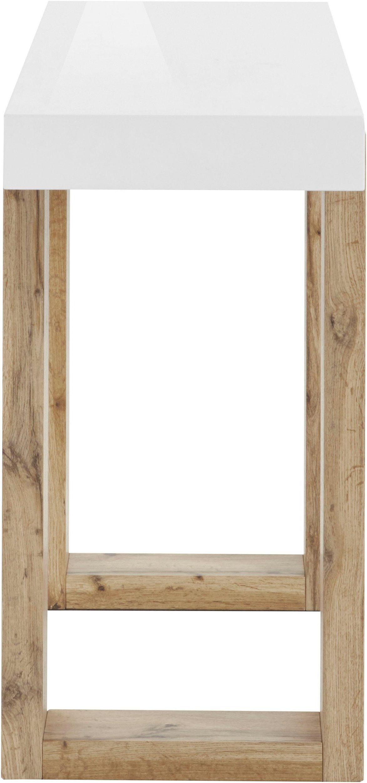 Konsole Solid Weiß 110 cm - Eichefarben/Weiß, Design, Holzwerkstoff (110/76/40cm) - MID.YOU