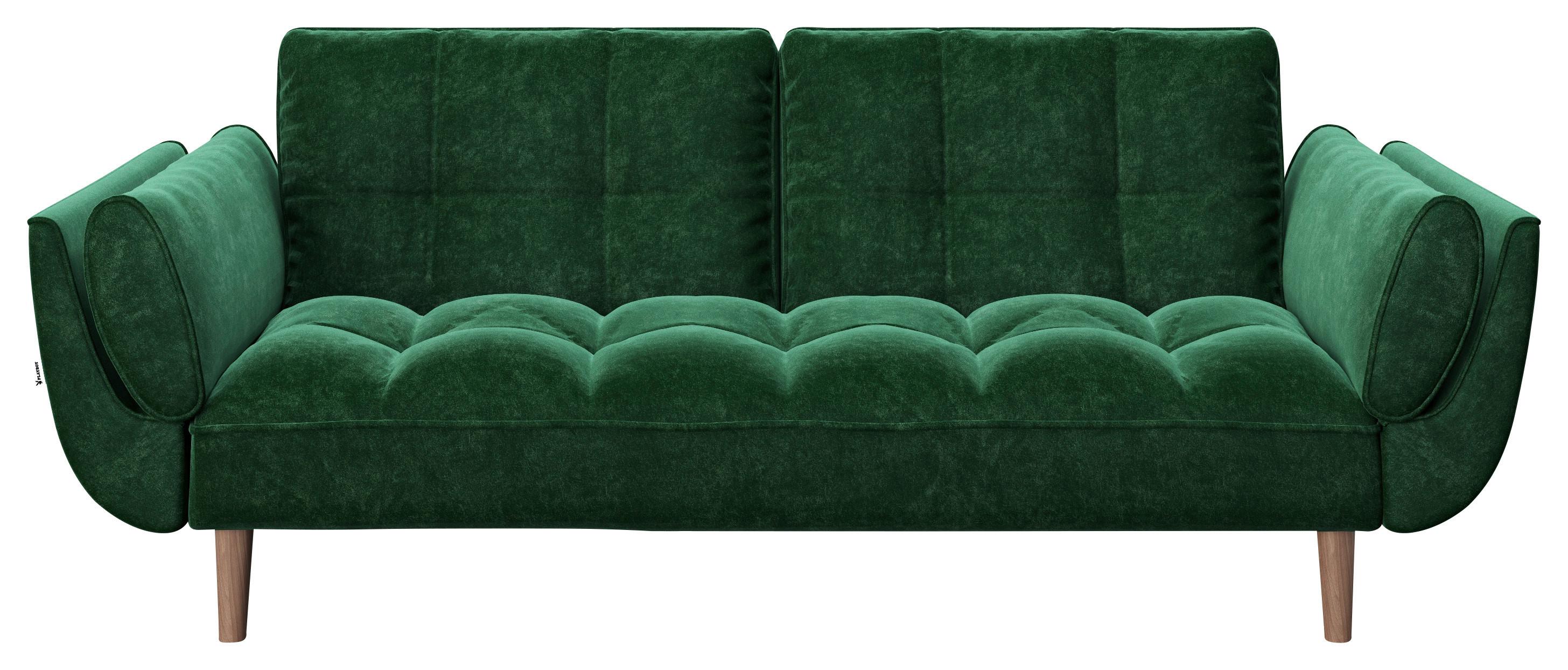 2-Sitzer-Sofa mit Schlaffunkt. Scarlett Grün Samt - Walnussfarben/Grün, KONVENTIONELL, Textil (215/81,5/84,5cm) - Playboy