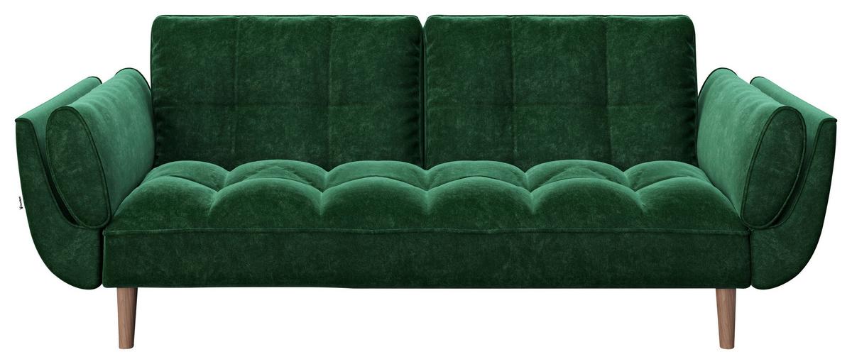 2-Sitzer-Sofa mit Schlaffunkt. Scarlett Grün Samt - Walnussfarben/Grün, KONVENTIONELL, Textil (215/81,5/84,5cm) - Playboy