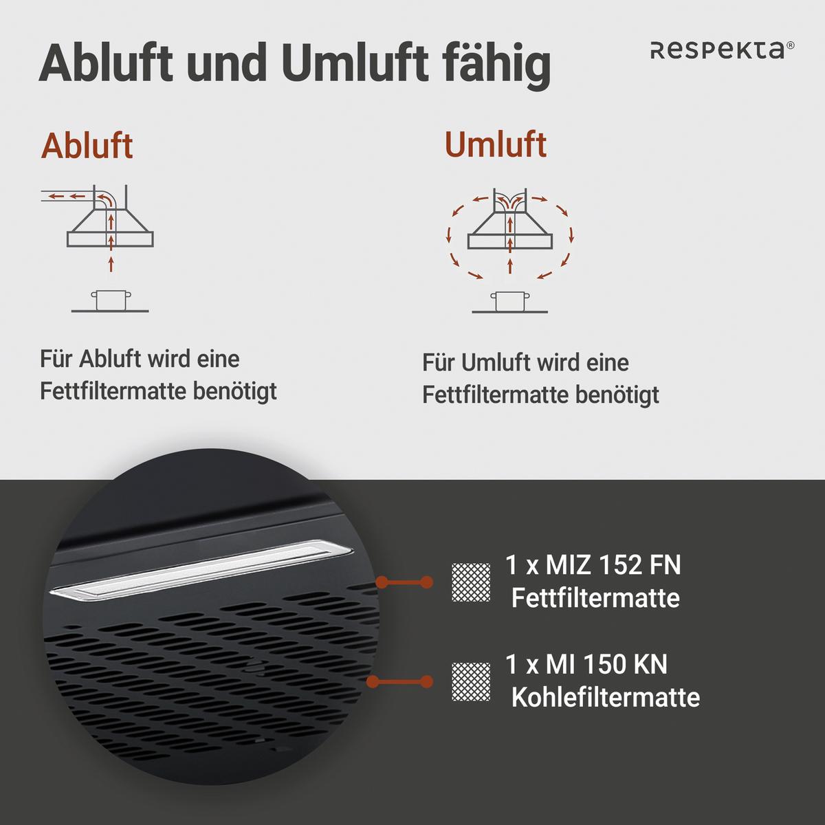 DUNSTABZUGSHAUBE Schwarz B: 60cm - Schwarz, Trend, Metall (60/8/46,5cm) - Respekta