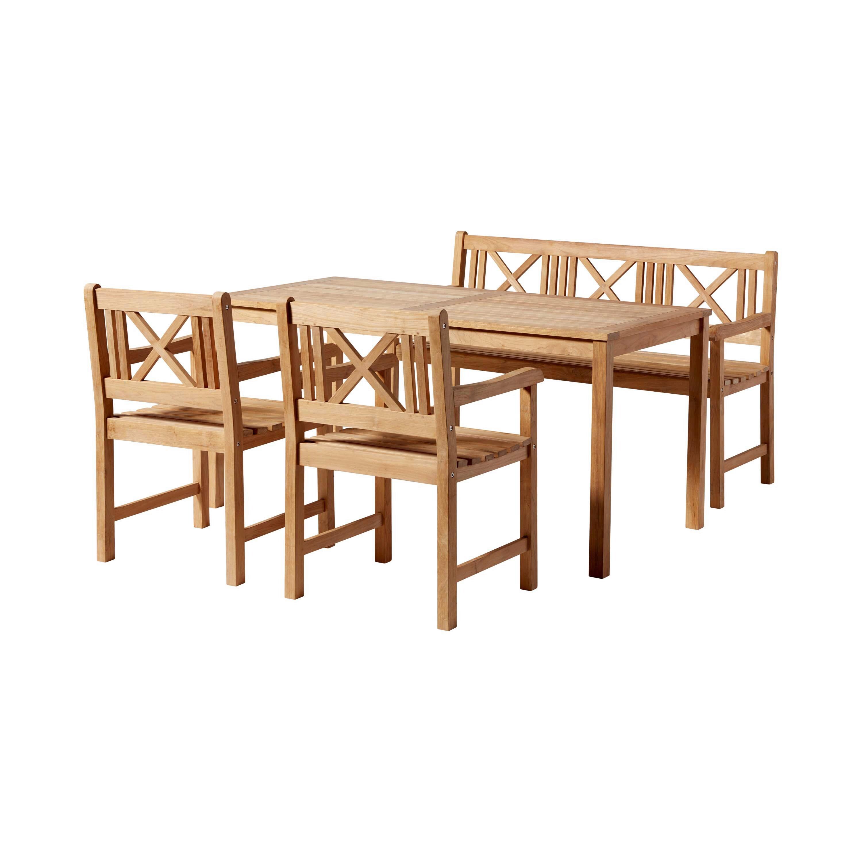 Gartentischgruppe Rosenborg 5tlg., Natur - Teakfarben, Natur, Holz (165/89/130cm) - Gardenson