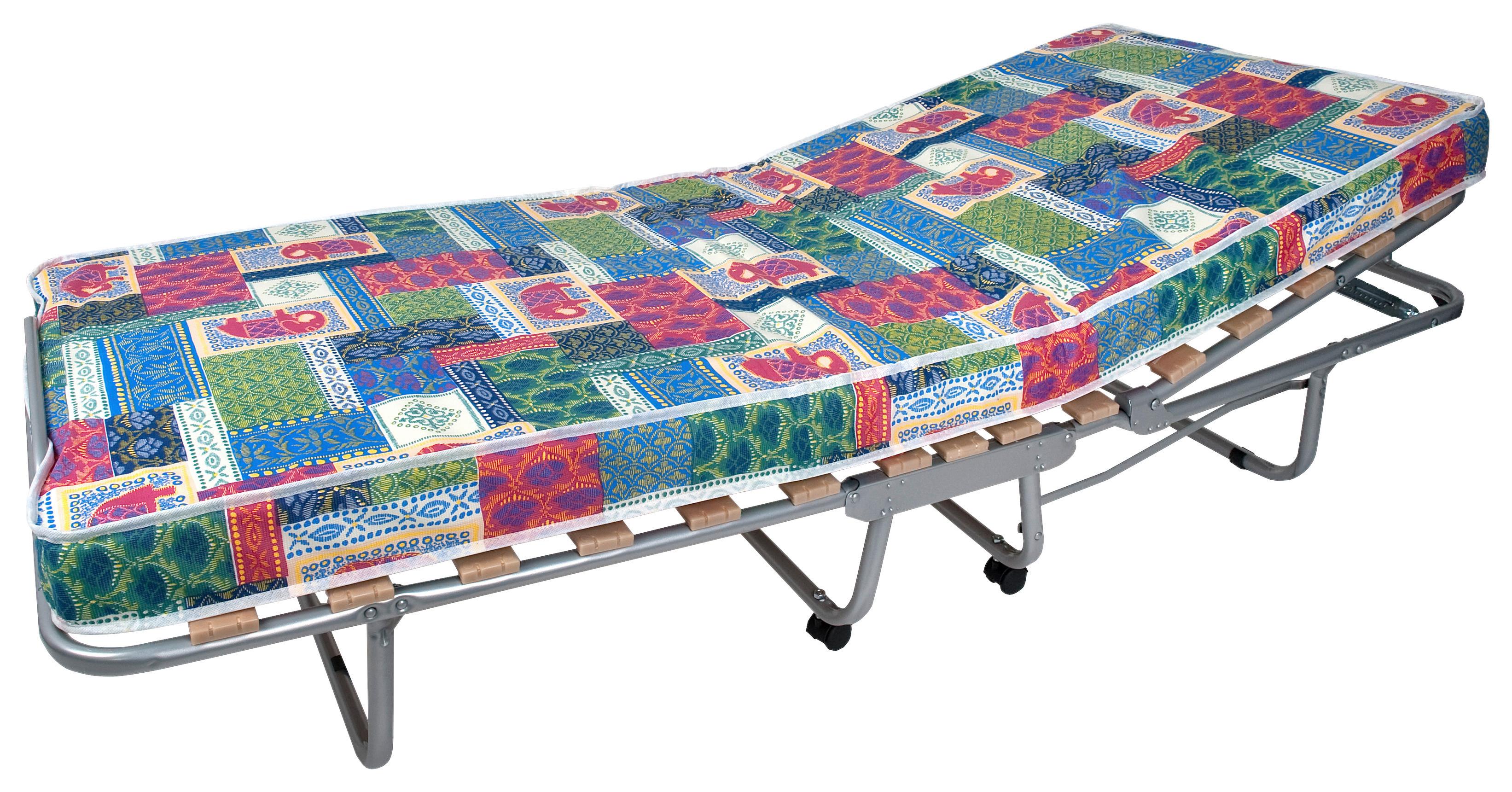 Klappbett mit Matratze + Rollen 80x190cm Luxor Alufarb. - Alufarben, MODERN, Metall (80/40/190cm)