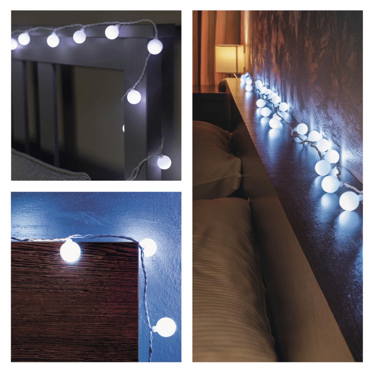 DEKORAČNÉ LED SVIETIDLO studená biela - biela, Design, kov/plast (400cm)