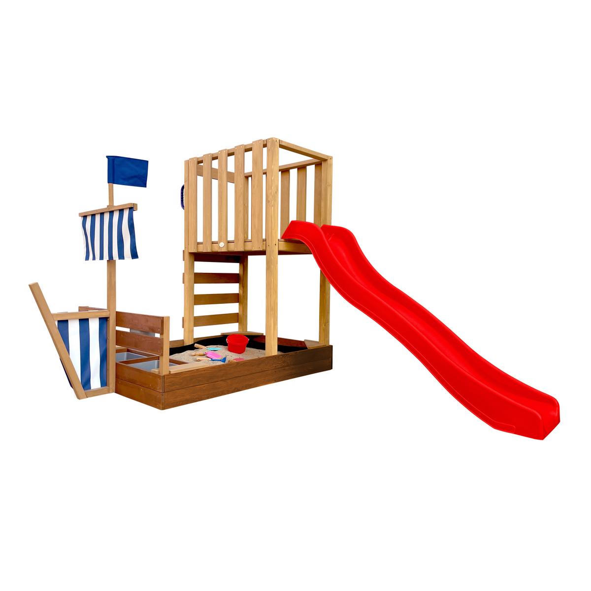 Spielturm Vicky mit Rutsche Rot - Rot/Braun, Basics, Holz/Kunststoff (180,5/87/150cm) - Ambia Garden