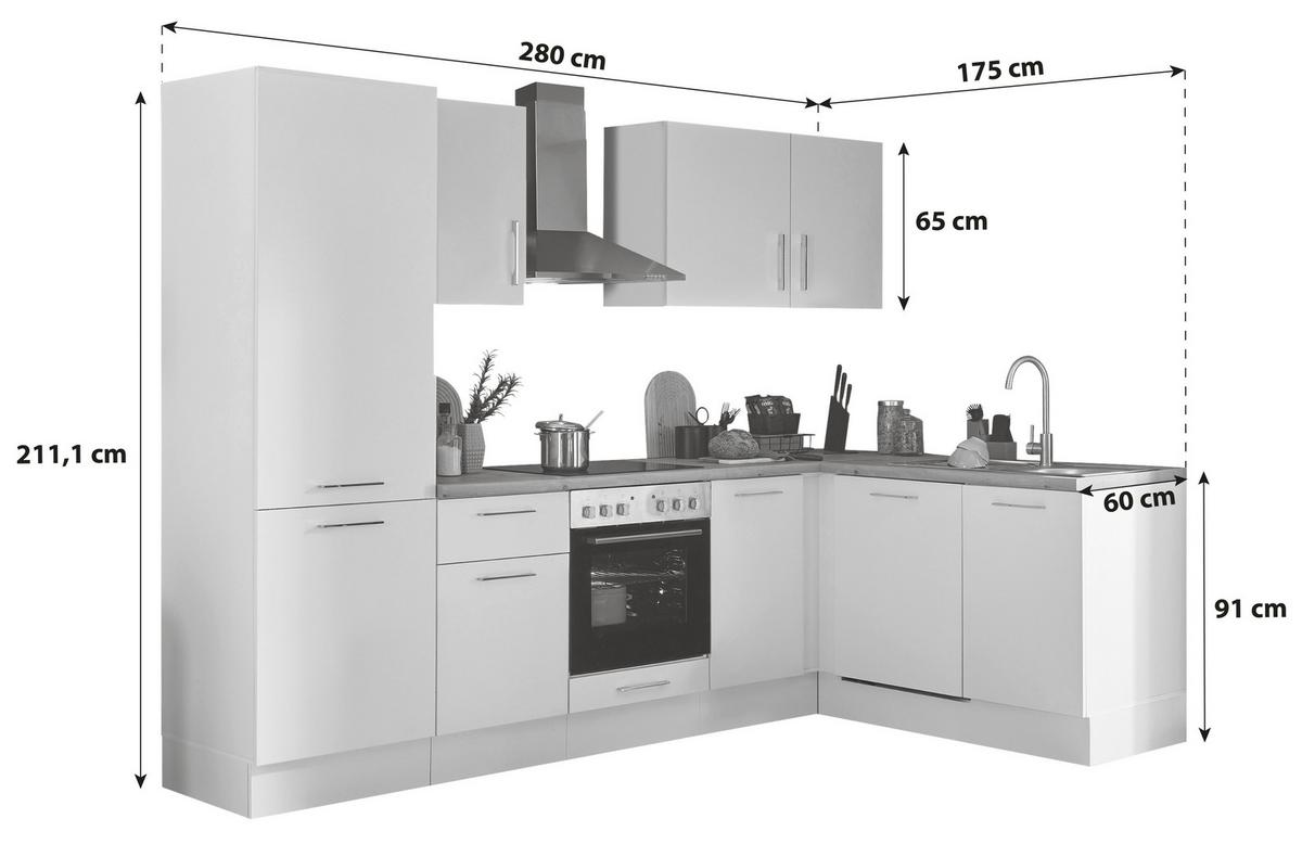 Eckküche Turin Schwarz/eiche Dekor 280x175 Cm - Schwarz/Eiche Artisan, Basics, Holzwerkstoff (280/175cm) - MID.YOU