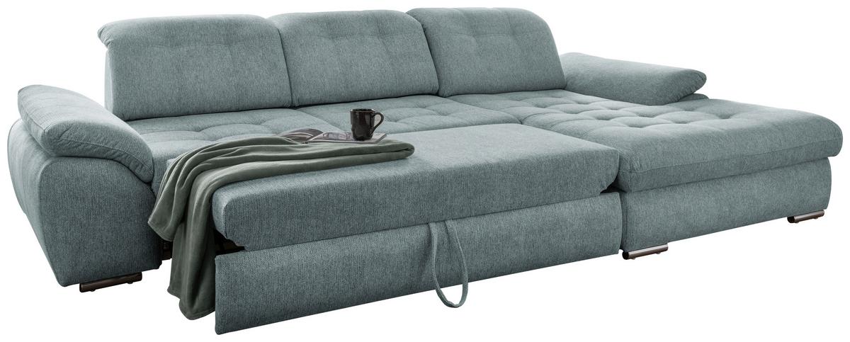 Ecksofa Mit Bettkasten Rigatti Blau S: 314x184 Cm - Chromfarben/Blau, MODERN, Textil (314/184cm) - Livetastic