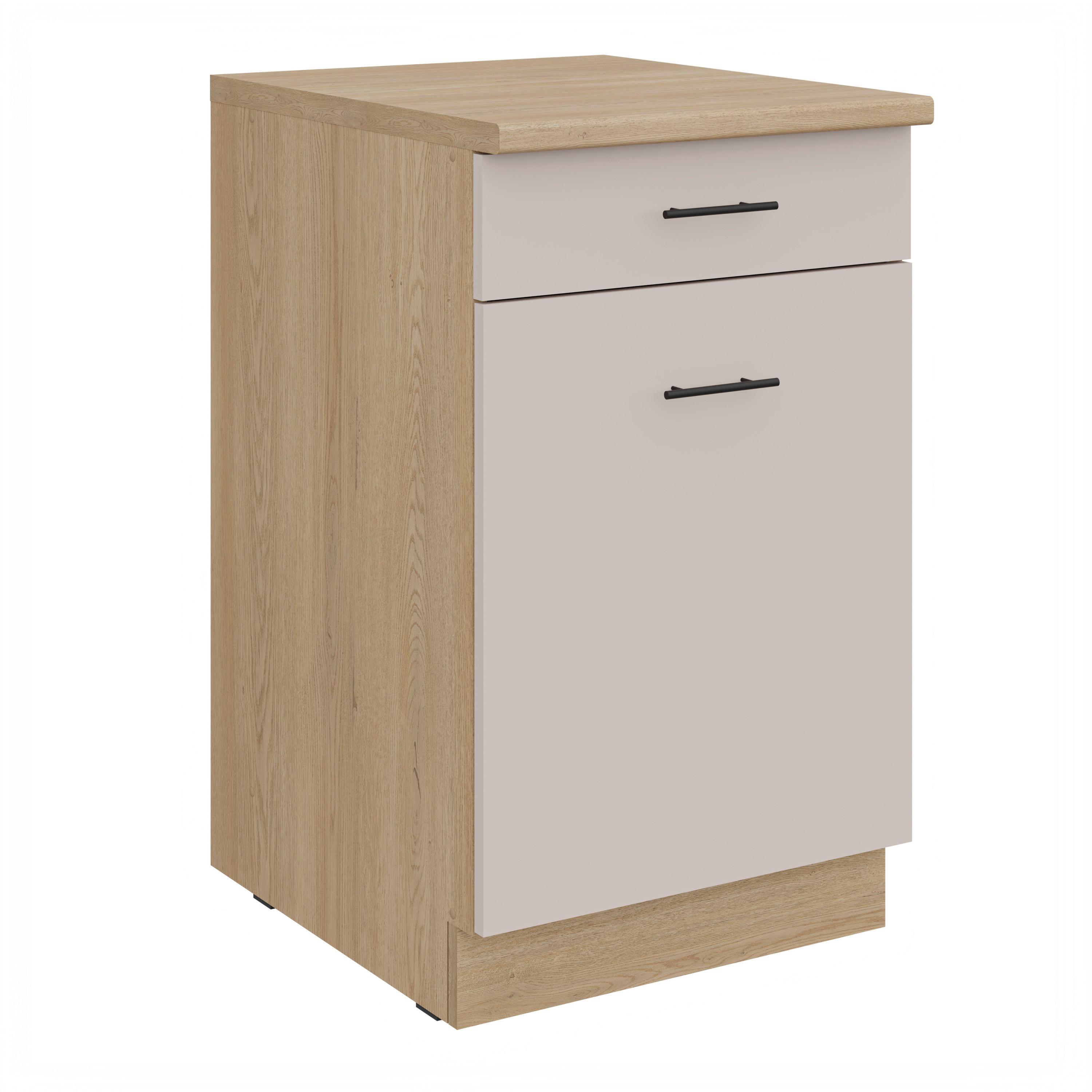 Spodná skrinka FOX II š.50 cm - čierna/kašmírová, kompozitné drevo/plast (50/84,8/60cm)