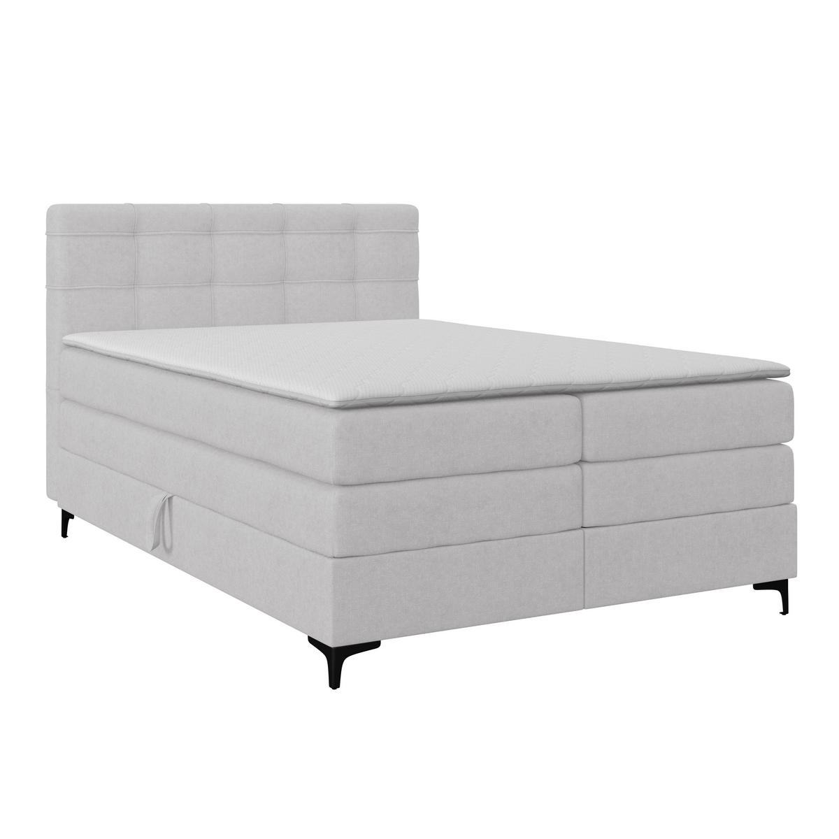 Boxspringbett MITTO Silberfarben 140x200 cm - Silberfarben/Schwarz, KONVENTIONELL, Textil/Metall (140/200cm)