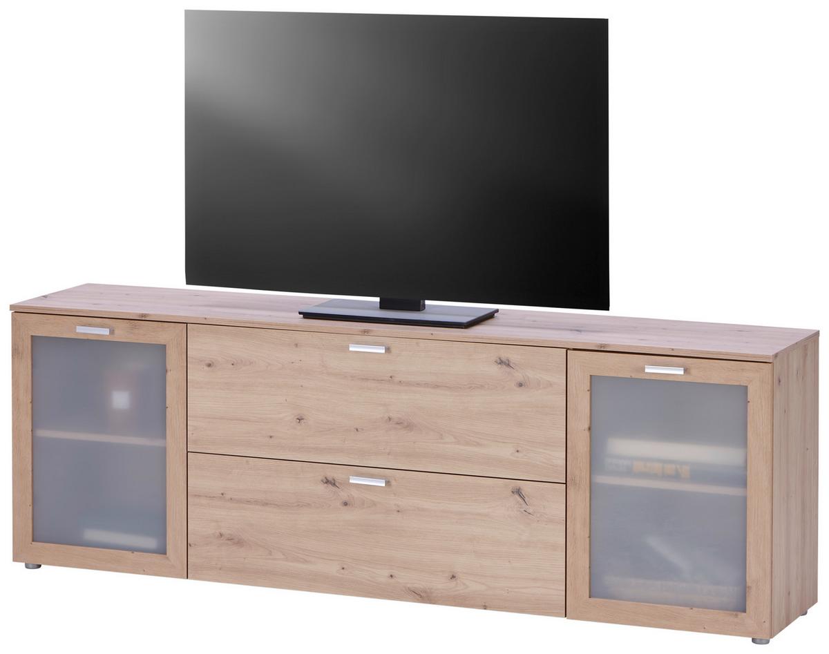 TV-Lowboard Xeno B: 180 cm Eiche Artisan - Eiche Artisan, MODERN, Glas/Holzwerkstoff (180/62/37cm)