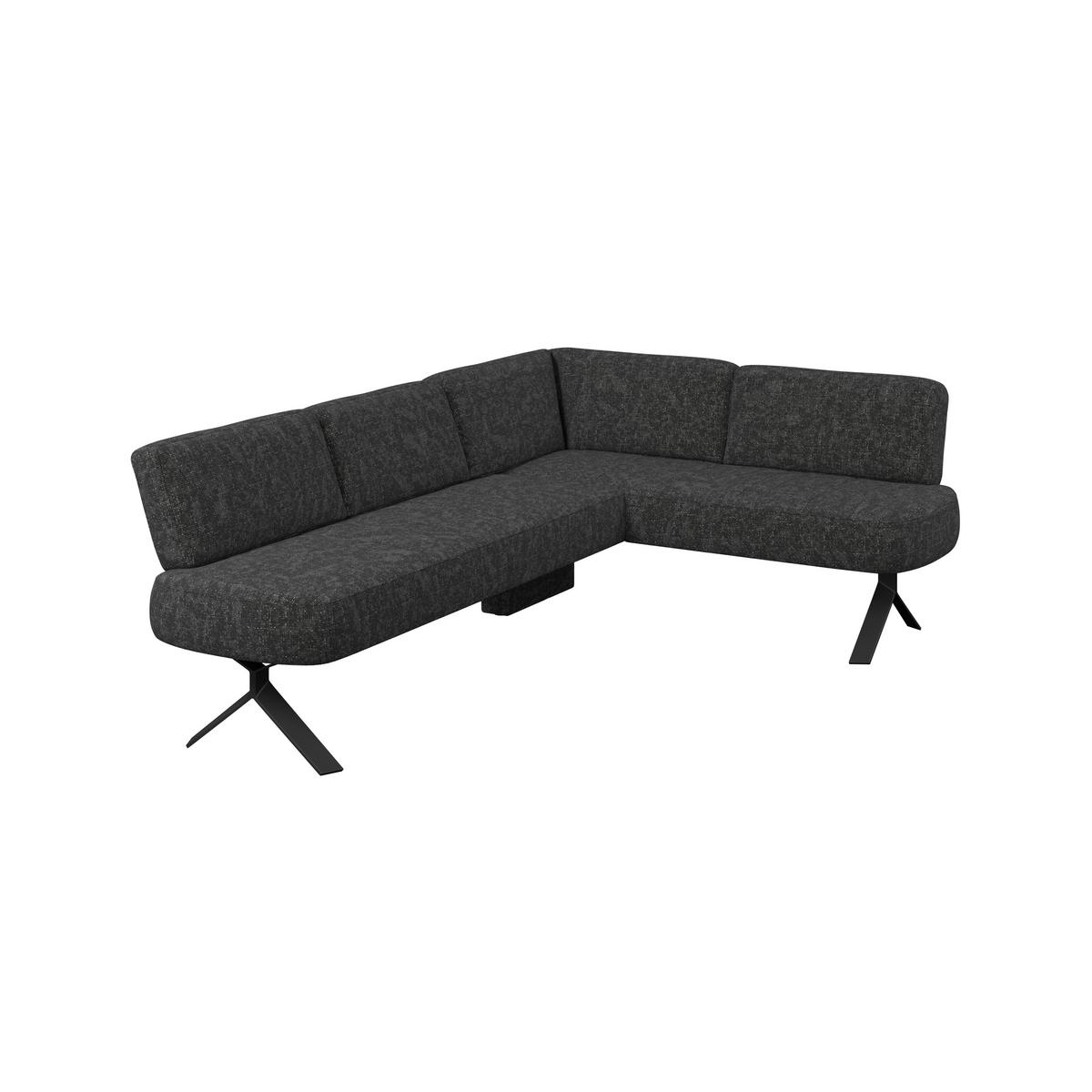 Eckbank dunkelgrau/Metallbeine Ulmo, S:248x176cm - Dunkelgrau/Schwarz, MODERN, Textil/Metall (248/176cm)