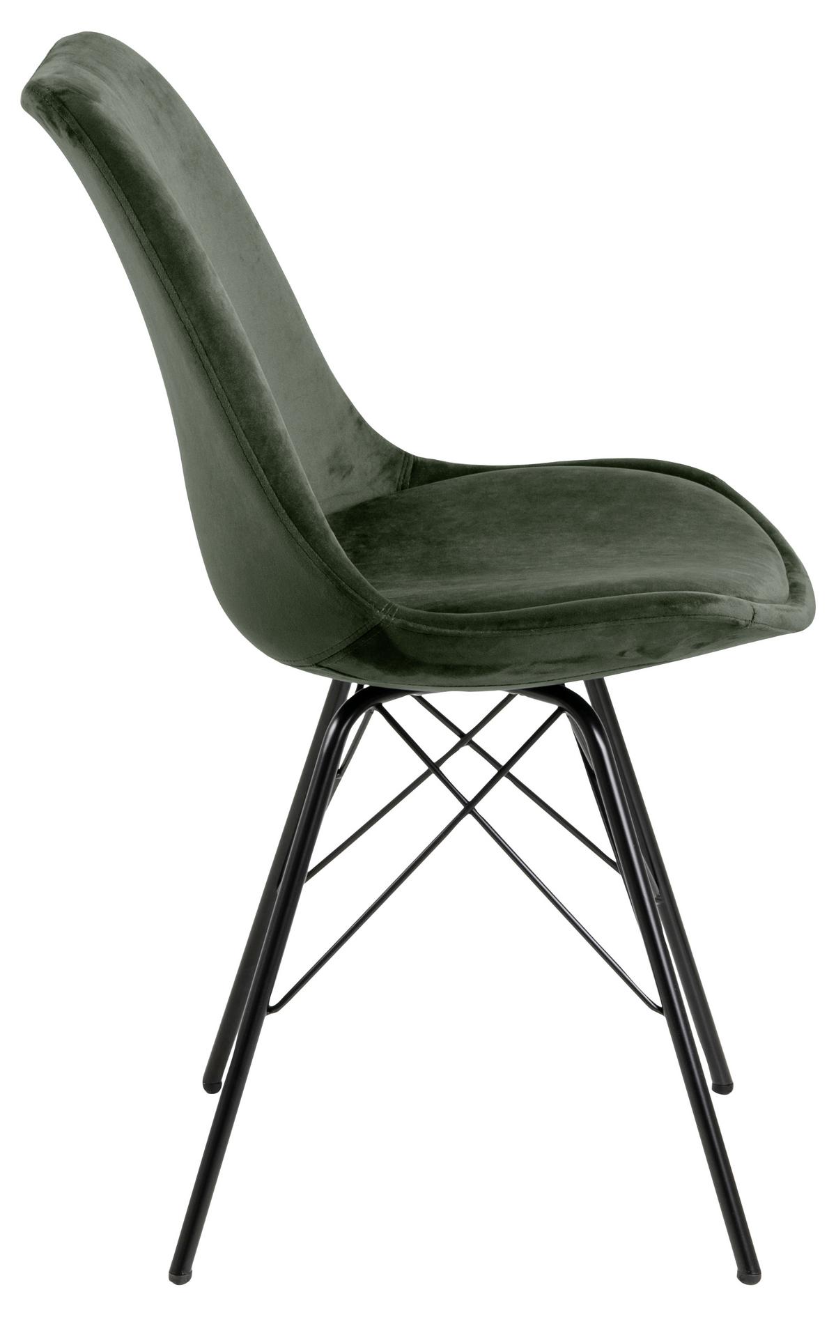 Jedálenská stolička ERIS zamat - čierna/lesná zelená, Trend, kov/textil (48,5/85,5/54cm) - Carryhome
