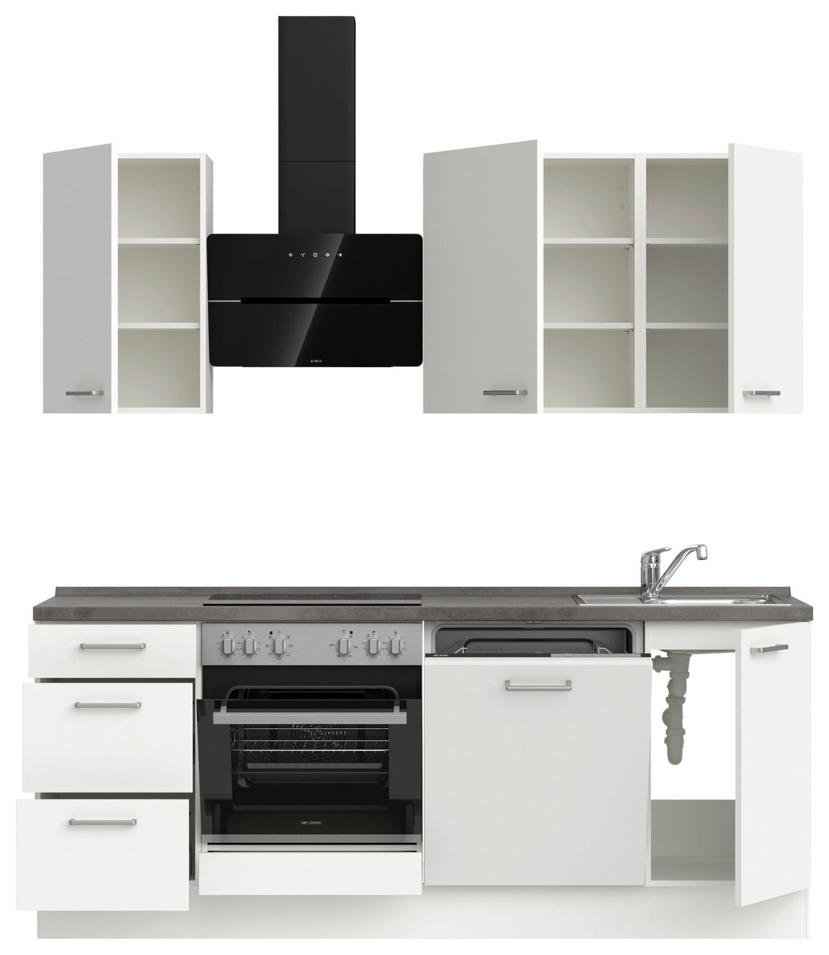 KÜCHENLEERBLOCK TOUCH HIGH - LINE, H5 LINKS - Weiß/Grau, MODERN, Holzwerkstoff (210cm) - Nobilia